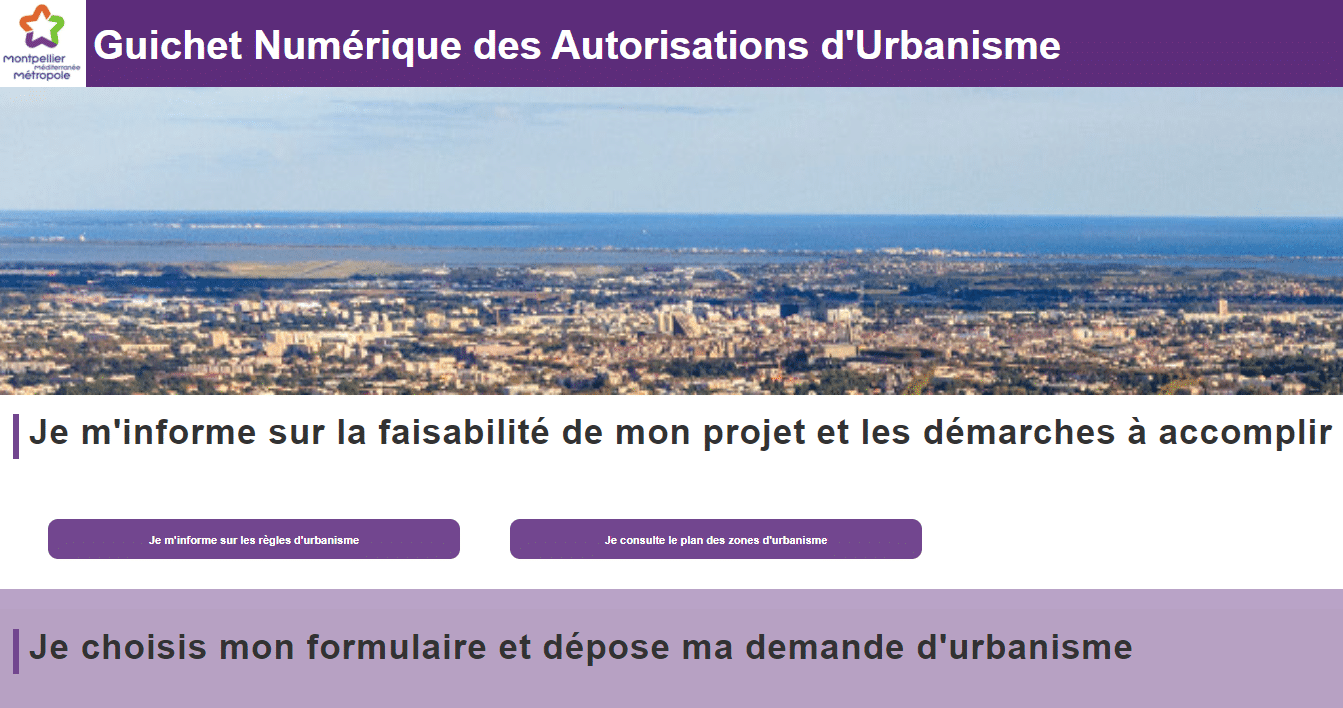 Site du guichet numerique urbanisme de Montpellier Metropole Mediterranee
